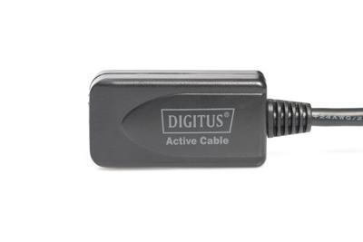 Digitus USB-kabel USB 2.0 5.00 m Actief met signaalversterking USB-A stekker, USB-A bus Zwart DA-70130-4