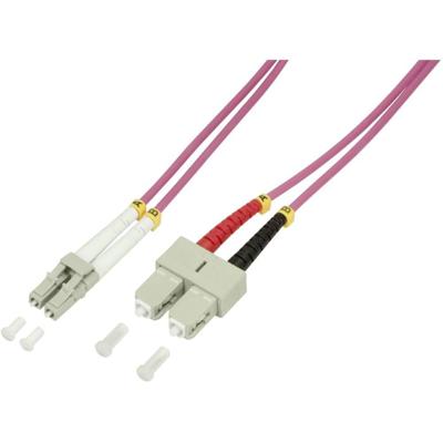 LogiLink FP4LS15 Glasvezel Optische vezel Aansluitkabel 15.00 m Violet 50/125 µ Multimode OM4