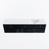 MONDIAZ VICA 190cm badmeubel onderkast Marquina 4 lades. Wastafel CLOUD rechts zonder kraangat, kleur Talc. - thumbnail