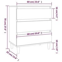 Dressoir 60x35x70 cm bewerkt hout bruineikenkleurig - thumbnail