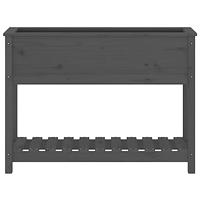 Plantenbak met schap 111,5x34,5x81 cm massief grenenhout grijs - thumbnail