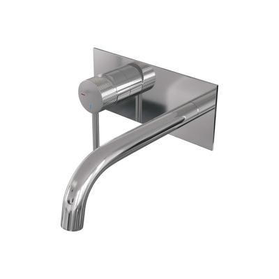 Brauer Chrome Carving Inbouw Wastafelmengkraan met Gebogen Uitloop en Afdekplaat Model A2 Chroom
