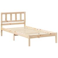 Bedframe met hoofdeinde Bruin 75 x 190 cm Massief grenenhout - thumbnail