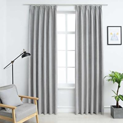 VidaXL Gordijnen verduisterend met haken 2 st 140x175 cm grijs VidaXL Gordijnen verduisterend met haken 2 st 140x175 cm grijs