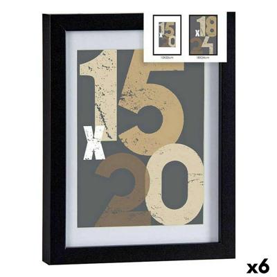 Fotolijsten Gift Decor Zwart Glas Hout MDF 18 x 24 cm (6 Stuks)