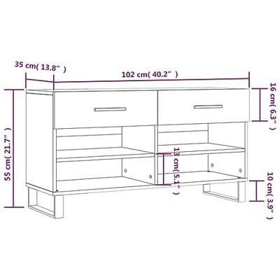 VidaXL Schoenenbank 102x35x55 cm bewerkt hout grijs sonoma eikenkleur VidaXL Schoenenbank 102x35x55 cm bewerkt hout grijs sonoma eikenkleur