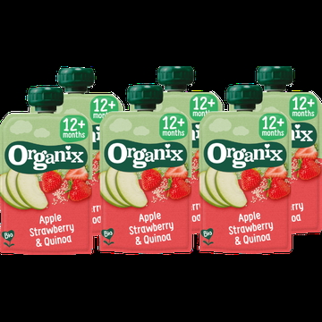 6 x Organix Knijpfruit appel, aardbei & quinoa 12mnd bij Jumbo