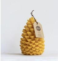 Bijenwaskaars in de vorm van een dennenappel - 1 kaars - thumbnail