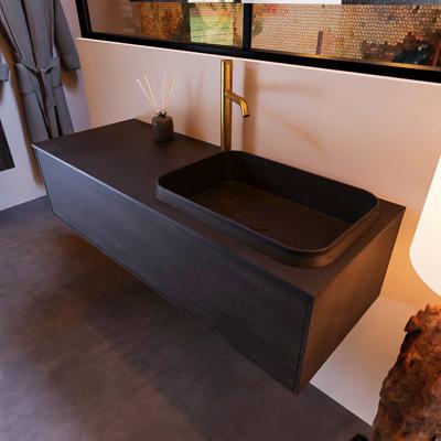 Badkamermeubelset Mondiaz Erin 120 cm met 1 Lade met RIDGE Wastafel Rechts Urban met 1 kraangat Greeploos Mat Dark Brown Badkamermeubelset Mondiaz Erin 120 cm met 1 Lade met RIDGE Wastafel Rechts Urban met 1 kraangat Greeploos Mat Dark Brown