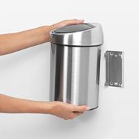 Brabantia Touch Bin Afvalemmer - wand - 3 liter - kunststof binnenemmer - brilliant steel 363962 - thumbnail