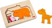 Haba vormenpuzzel Boerderijdieren junior hout 5 stukjes - thumbnail
