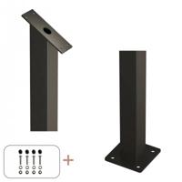 Zwart Stalen Paal Met Voetplaat Voor Tuintrap 34,2º - thumbnail