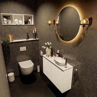 MONDIAZ FOWY toiletmeubel 80cm kleur talc. Waskom positie rechts kleur talc | talc. Met 1 kraangat - thumbnail