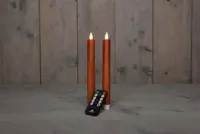 Anna&apos;s Collection LED dinerkaars flame effect rustiek 23 cm koper 2 stuks - thumbnail