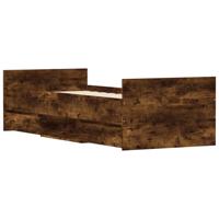 Bedframe met hoofd- en voeteneinde gerookt eiken 75x190 cm - thumbnail