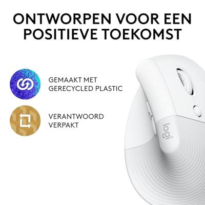 Logitech Lift Vertical Ergonomic Mouse Ergonomische muis Bluetooth, Radiografisch Optisch Wit 6 Toetsen 4000 dpi Ergonomisch Logitech Lift Vertical Ergonomic Mouse Ergonomische muis Bluetooth, Radiografisch Optisch Wit 6 Toetsen 4000 dpi Ergonomisch