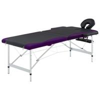 VidaXL Massagetafel inklapbaar 2 zones aluminium zwart en paars - thumbnail