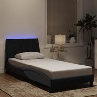 Bedframe met LED zonder matras "Hanko" fluweel zwart 90x190 cm - thumbnail
