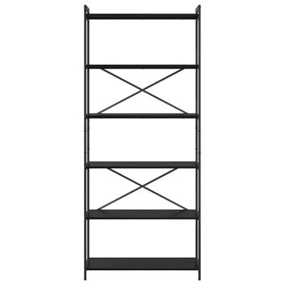 Boekenkast Zwart eiken 80 x 30 x 188 cm Bewerkt hout