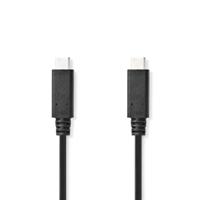 NEDIS USB-kabel | USB 3.2 Gen 2 | USB Type-C ™ stekker | USB Type-C ™ stekker | 10 Gbps | 100 W | vernikkeld | 1,00 m | rond | PVC | zwart | plastic zak - thumbnail