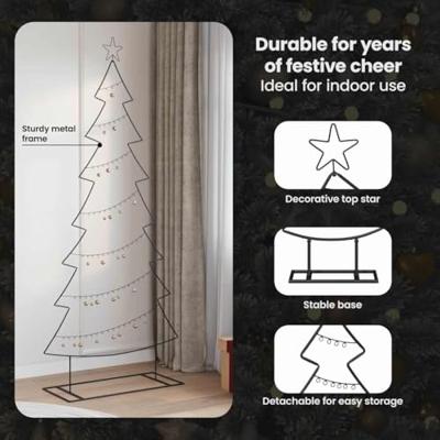 Metalen kerstboom met standaard Zwart 210 cm Staal