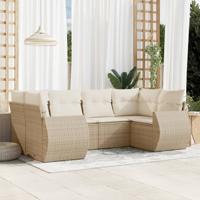 6-delige Loungeset met kussens poly rattan beige - thumbnail