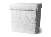 SENZA Poef met opbergruimte - Opvouwbaar - Teddy - Wit - thumbnail