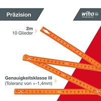 Wiha Elektriker Gliedermaßstab Longlife® 42068 Duimstok 2 m Kunststof - thumbnail