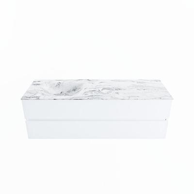 MONDIAZ VICA-DLUX 150cm badmeubel onderkast Talc 2 lades. Inbouw wastafel CLOUD links zonder kraangat, kleur Glace.