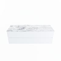MONDIAZ VICA-DLUX 150cm badmeubel onderkast Talc 2 lades. Inbouw wastafel CLOUD links zonder kraangat, kleur Glace. - thumbnail