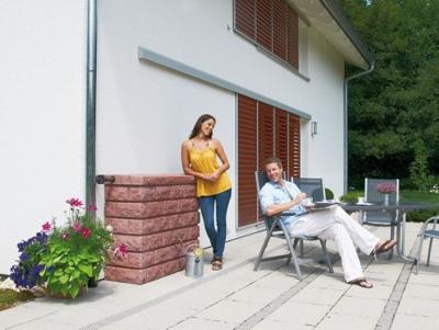 Garantia kunststof regenton rocky 400 liter steenrood - thumbnail