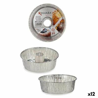 Set met cakevormen Kinvara Zilverkleurig Aluminium 19,5 x 7 x 19,5 cm 19,5 x 19,5 x 6 cm 4 Onderdelen (12 Stuks)