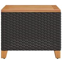 Tuintafel 45x45x37 cm poly rattan en acaciahout zwart - thumbnail
