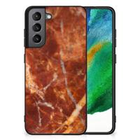Samsung Galaxy S21FE Marmeren Print Telefoonhoesje Marmer Bruin - thumbnail