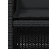 Tuinstoelen 4 st met kussens poly rattan zwart - thumbnail