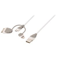3-in-1 Data en Oplaadkabel USB A Male - Micro-B Male 1.00 m Wit - thumbnail