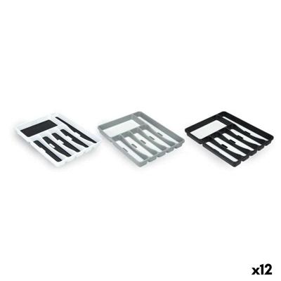 Bestekorganizer Kinvara Wit Zwart Grijs Natuurlijk rubber Polypropyleen TPR 32,5 x 4,5 x 40,5 cm (12 Stuks)