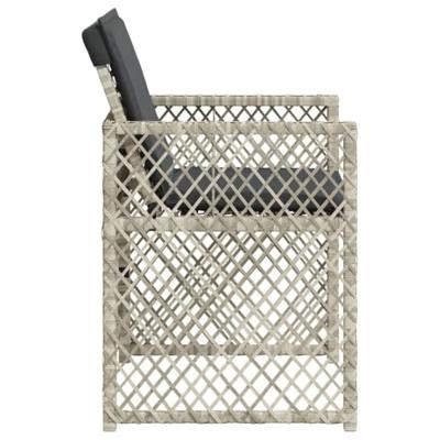 Tuinstoelen 4 st met kussens poly rattan lichtgrijs - thumbnail