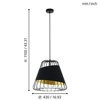 Eglo Design draadhanglampAustell 43cm zwart met goud - 49509