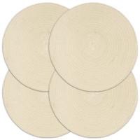 VidaXL Placemats 4 st rond 38 cm katoen natuurlijk - thumbnail