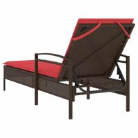 Ligbed met kussen bruin 63x200x81 cm poly rattan (alleen VS) - thumbnail