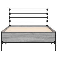 Bedframe bewerkt hout en metaal grijs sonoma eiken 90x190 cm - thumbnail