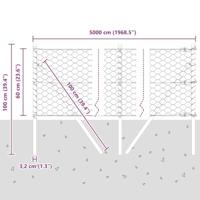 VidaXL Afrasteringspaal zilver 50 x 0,6 m (50 mm gaas) staal - thumbnail