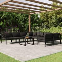 9-delige Loungeset met kussens aluminium antracietkleurig - thumbnail
