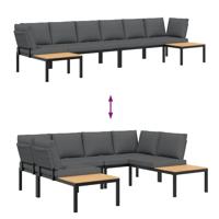 4-delige Loungeset met kussens aluminium zwart - thumbnail