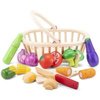 New Classic Toys houten snijset groente mand - thumbnail