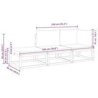 3-delige Loungeset met kussens massief acaciahout - thumbnail
