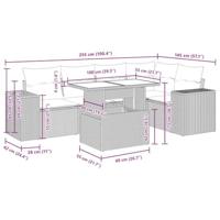 6-delige Loungeset met kussens poly rattan lichtgrijs - thumbnail
