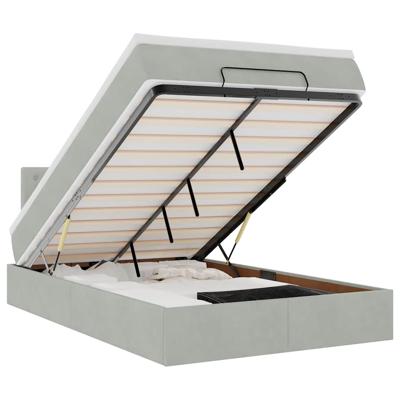 Ottoman bed met matras 90x190cm fluweel lichtgrijs
