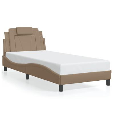 Bedframe met hoofdbord kunstleer cappuccinokleurig 100x200 cm